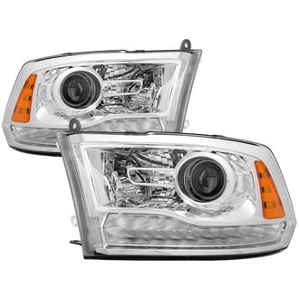 Spyder® - Driver and Passenger Side Chrome Factory Style Projector Headlights with LED DRL and Turn Signal
