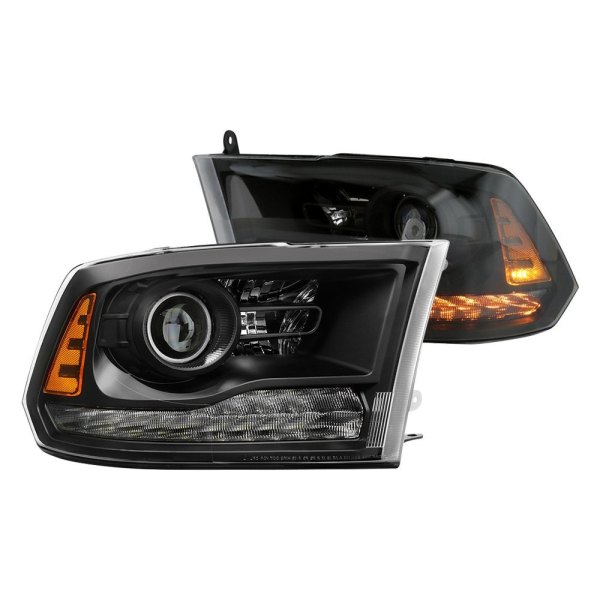 Spyder® - Black Factory Style Projector Headlights with LED Turn Signal, Ram 1500