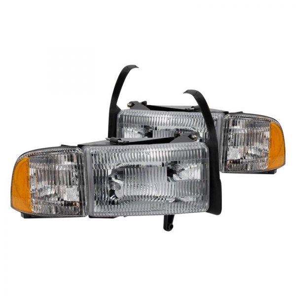 Spyder® - Chrome Factory Style Headlights with Corner Lights, Dodge Ram