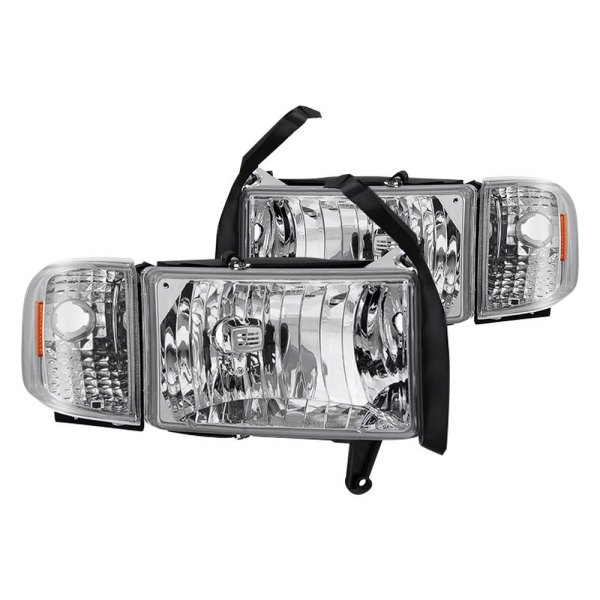 Spyder® - Chrome Euro Headlights with Corner Lights, Dodge Ram