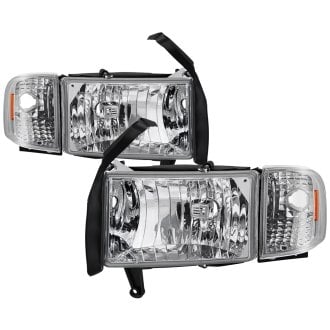 Spyder® - Driver and Passenger Side Chrome Euro Headlights with Corner Lights