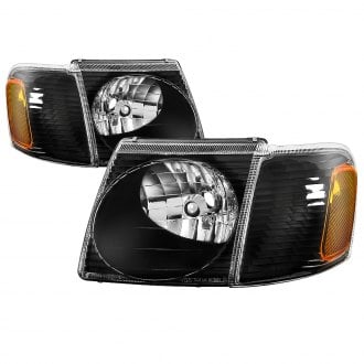 Spyder® - Driver and Passenger Side Black Euro Headlights with Corner Lights