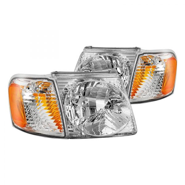 Spyder® - Chrome Euro Headlights with Corner Lights