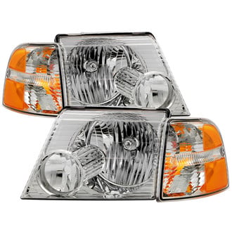 Spyder® - Driver and Passenger Side Chrome Factory Style Headlights with Turn Signal/Corner Lights