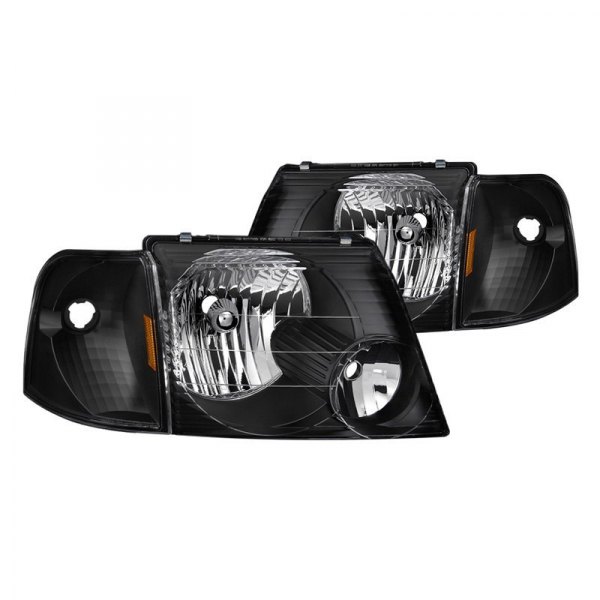 Spyder® - Black Euro Headlights with Corner Lights, Ford Explorer
