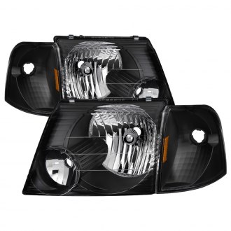 Spyder® - Driver and Passenger Side Black Euro Headlights with Corner Lights