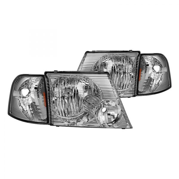 Spyder® - Chrome Factory Style Headlights with Corner Lights, Ford Explorer