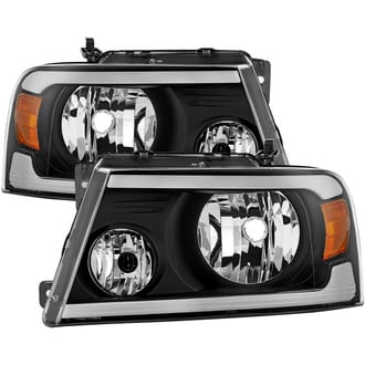 Spyder® - Driver and Passenger Side Black Headlights with Sequential LED Turn Signal