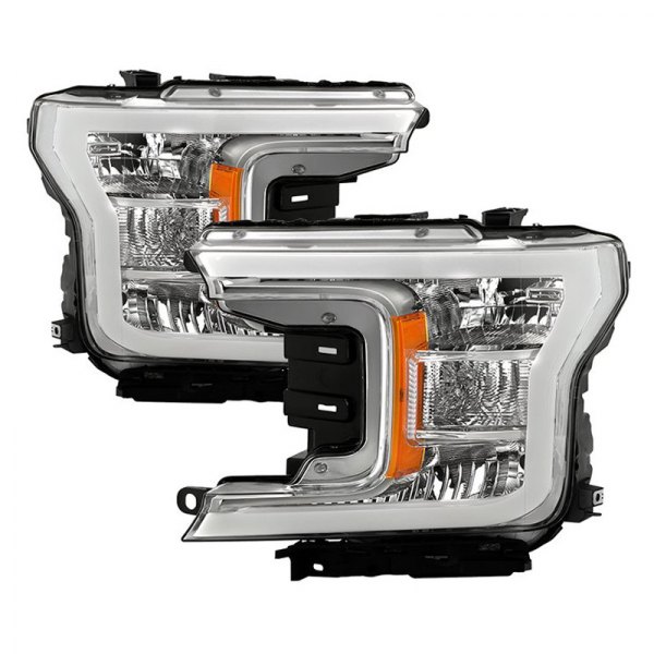 Spyder® - Chrome Switchback LED DRL Bar Euro Headlights with LED DRL