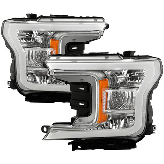 Spyder® - Driver and Passenger Side Chrome Switchback LED DRL Bar Euro Headlights