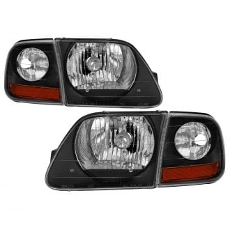 Spyder® - Driver and Passenger Side Black Euro Headlights with Corner Lights