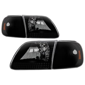 Spyder® - Driver and Passenger Side Black/Smoke Euro Headlights with Corner Lights