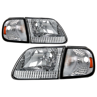 Spyder® - Driver and Passenger Side Chrome Euro Headlights with Corner Lights