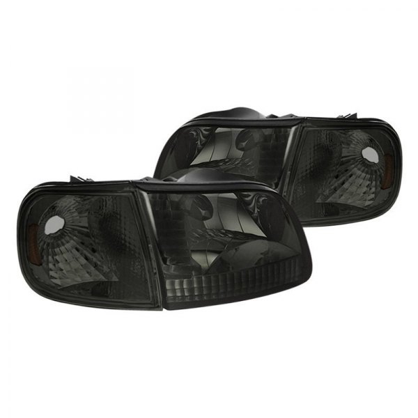 Spyder® - Chrome/Smoke Euro Headlights with Corner Lights