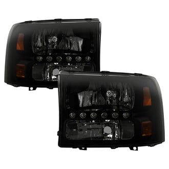 Spyder® - Driver and Passenger Side Black/Smoke Euro Headlights with Parking LEDs