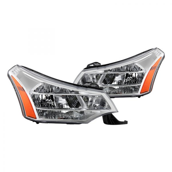Spyder® - Driver and Passenger Side Chrome Factory Style Headlights, Ford Focus