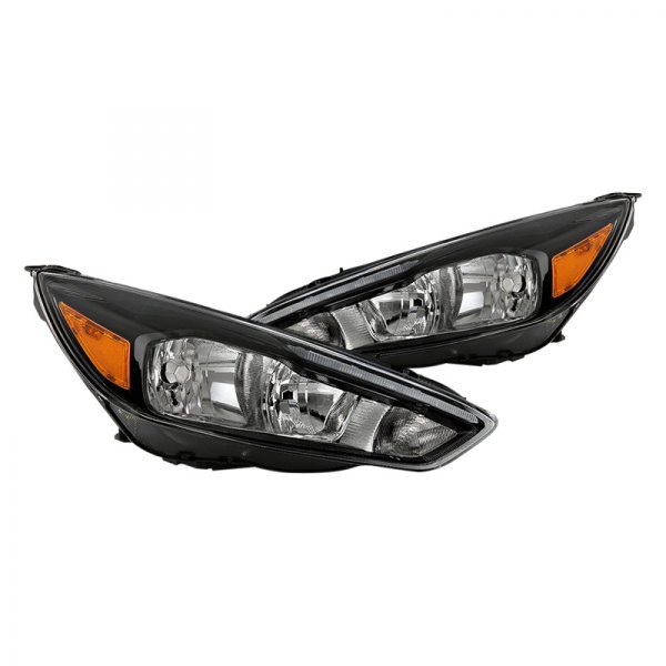 Spyder® - Driver and Passenger Side Black Factory Style Headlights with LED DRL, Ford Focus