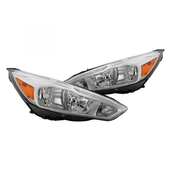 Spyder® - Driver and Passenger Side Chrome Factory Style Headlights with LED DRL, Ford Focus