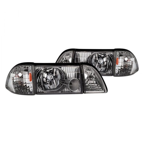 Spyder® - Chrome Euro Headlights with Corner Parking Lights, Ford Mustang