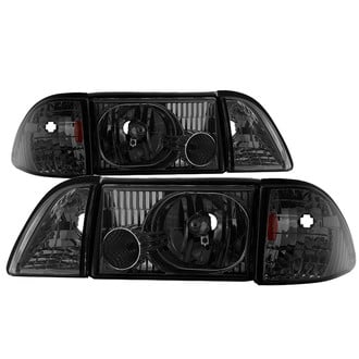 Spyder® - Driver and Passenger Side Black/Smoke Euro Headlights with Corner Parking Lights