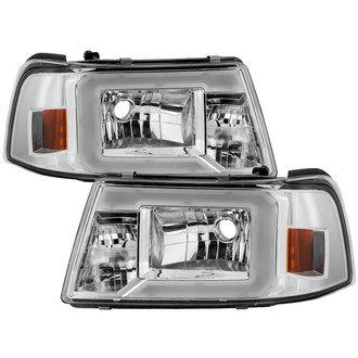 Spyder® - Driver and Passenger Side Chrome Switchback LED Light Tube Headlights with Turn Signal/Corner Lights
