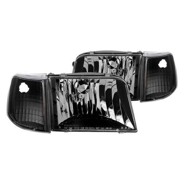 Spyder® - Black Euro Headlights with Corner Lights, Ford Ranger