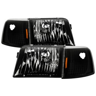 Spyder® - Driver and Passenger Side Black Euro Headlights with Corner Lights