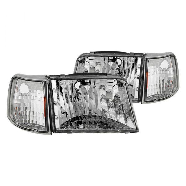 Spyder® - Chrome Euro Headlights with Corner Lights, Ford Ranger