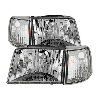 Spyder® - Driver and Passenger Side Chrome Euro Headlights with Corner Lights