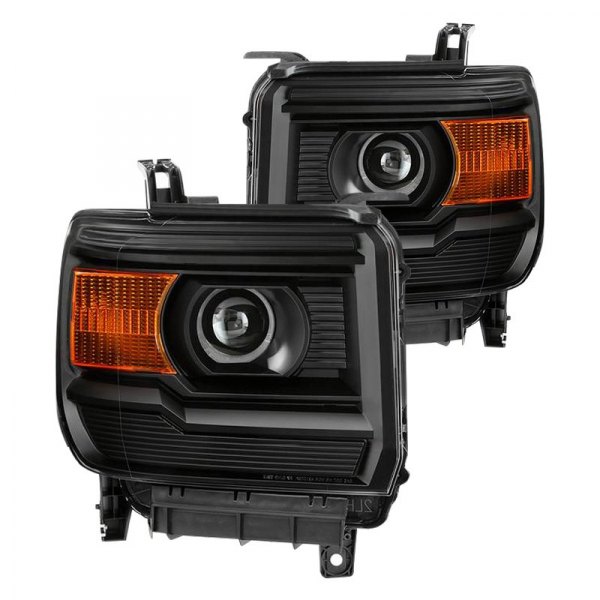 Spyder® - Black Projector Headlights, GMC Sierra