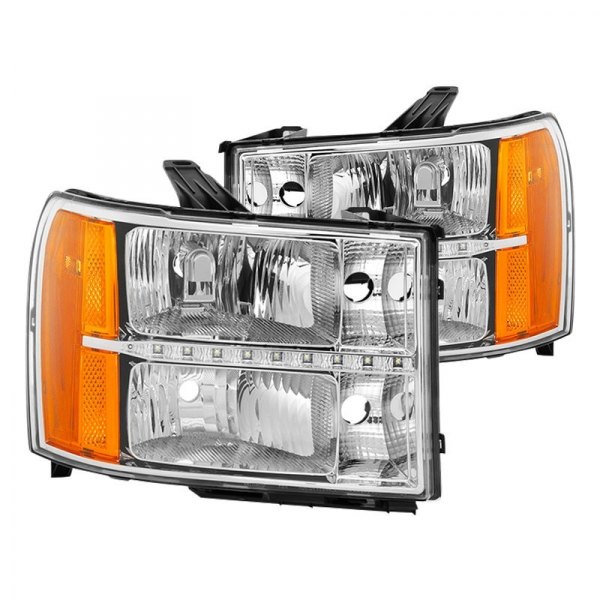 Spyder® - Chrome Euro Headlights with LED DRL, GMC Sierra