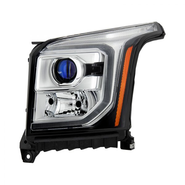 Spyder® - Driver Side Chrome Factory Style DRL Bar Projector Headlight with LED Turn Signal, GMC Yukon