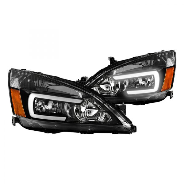Spyder® - Black LED Light Tube Euro Headlights with LED DRL, Honda Accord