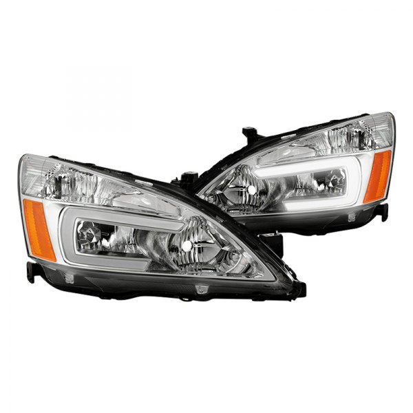 Spyder® - Chrome LED Light Tube Euro Headlights with LED DRL, Honda Accord