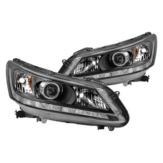 Spyder® - Driver and Passenger Side Black Factory Style Projector Headlights with LED DRL