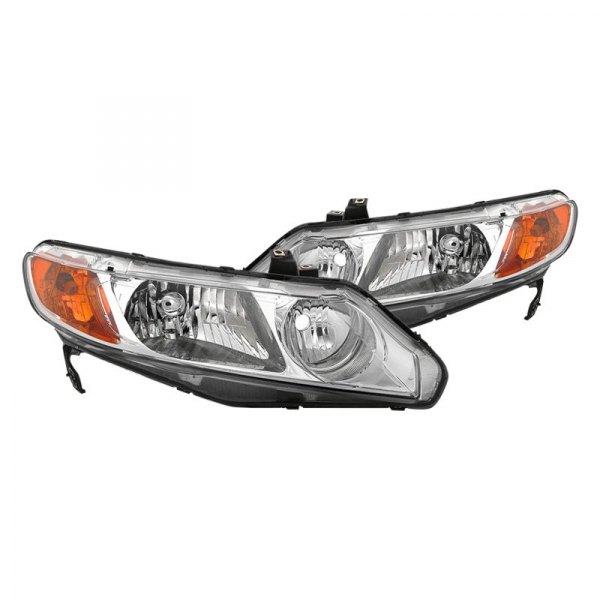 Spyder® - Chrome Euro Headlights with Amber Corner Lights, Honda Civic