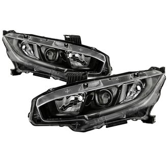 Spyder® - Driver and Passenger Side Black Factory Style Projector Headlights with LED DRL