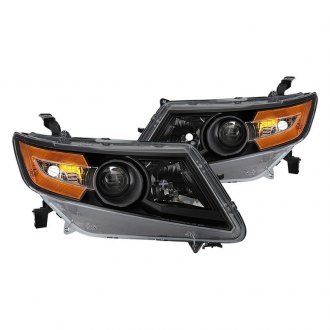 Passenger Side PARTSBUD RH Compatible with 2011-2017 Honda Odyssey Headlight Assembly with Bulbs Headlamps OE Replacement Black Bezel Amber Reflector Clear Lens 