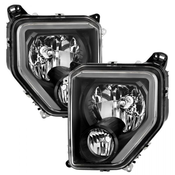 Spyder® - Black LED Light Tube Euro Headlights