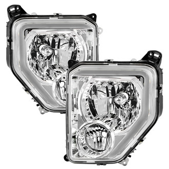 Spyder® - Driver and Passenger Side Chrome LED Light Tube Euro Headlights