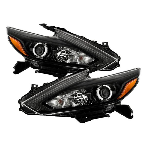 Spyder® - Black Projector Headlights with LED DRL, Nissan Altima