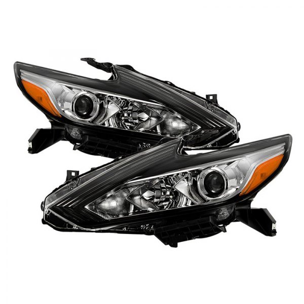 Spyder® - Black/Chrome Projector Headlights with LED DRL, Nissan Altima
