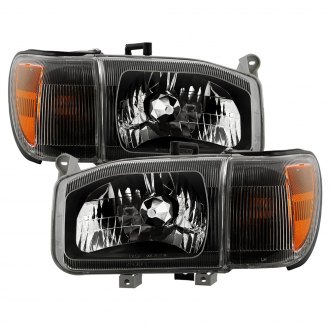 Spyder® - Driver and Passenger Side Black Euro Headlights with Turn Signal/Corner Lights