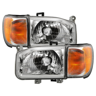 Spyder® - Driver and Passenger Side Chrome Factory Style Headlights with Turn Signal/Corner Lights