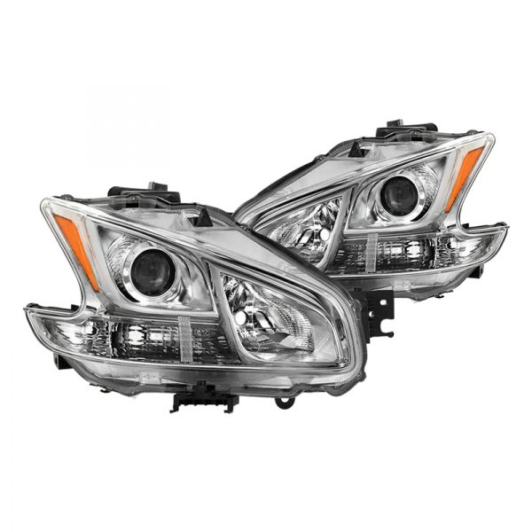 Spyder® - Chrome Factory Style Projector Headlights, Nissan Maxima