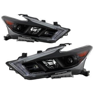 Spyder® - Driver and Passenger Side Black/Chrome Projector Headlights with LED DRL
