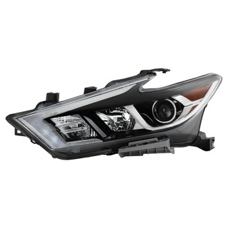 Spyder® - Driver Side Black Factory Style Projector Headlight with LED DRL