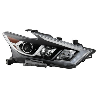 Spyder® - Passenger Side Black Factory Style Projector Headlight with LED DRL