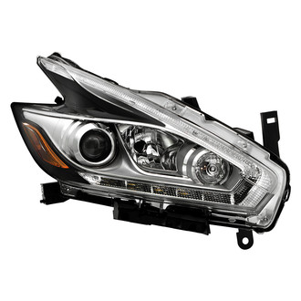 Spyder® - Passenger Side Chrome Factory Style Projector Headlight with LED DRL