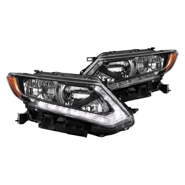 Spyder® - Black Factory Style Headlights with LED DRL, Nissan Rogue